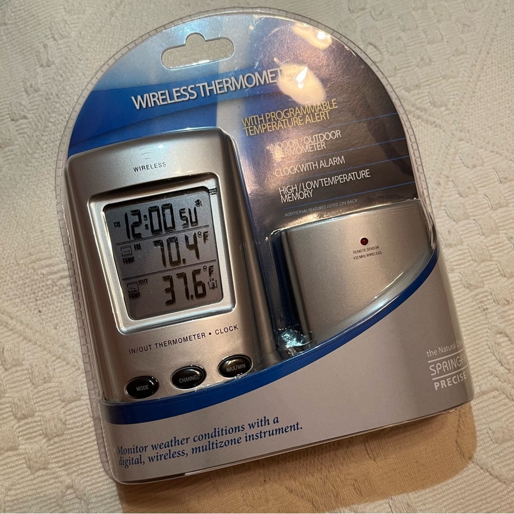 Wireless Digital Thermometer Indoor/Outdoor Precise Temp Multi Zone Springfield